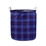 Deep Blue Stewart Tartan Print Collapsible Laundry Basket