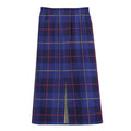Deep Blue Stewart Tartan Print Cotton Front Slit Maxi Skirt