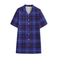 Deep Blue Stewart Tartan Print Cotton Hawaiian Shirt