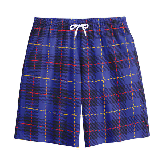 Deep Blue Stewart Tartan Print Cotton Shorts