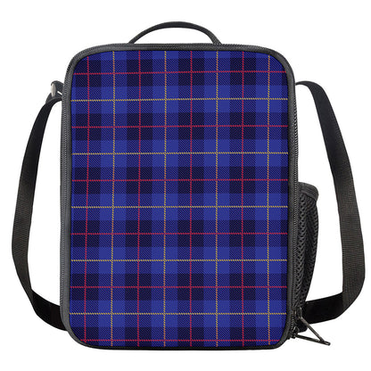 Deep Blue Stewart Tartan Print Crossbody Lunch Bag
