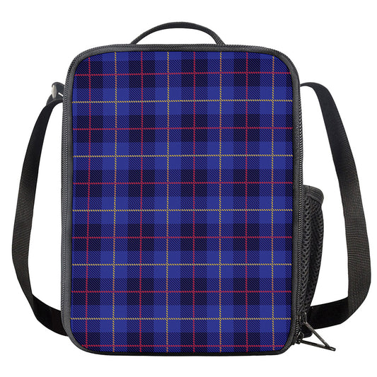 Deep Blue Stewart Tartan Print Crossbody Lunch Bag