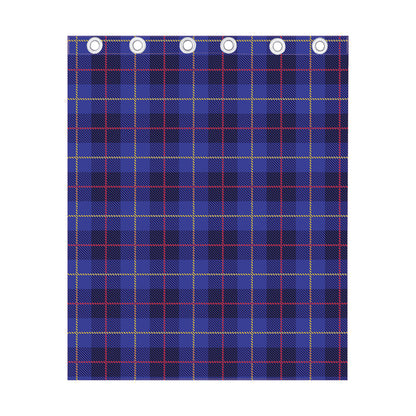 Deep Blue Stewart Tartan Print Curtain