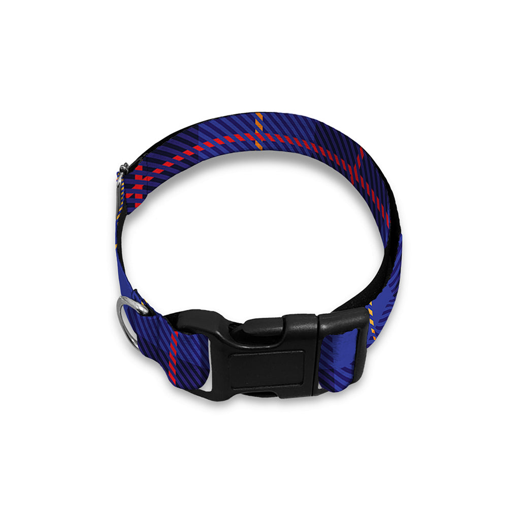 Deep Blue Stewart Tartan Print Dog Collar