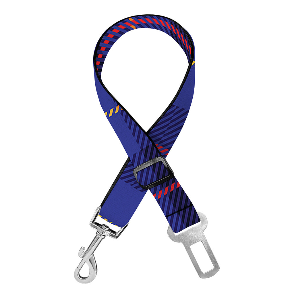 Deep Blue Stewart Tartan Print Dog Seat Belt