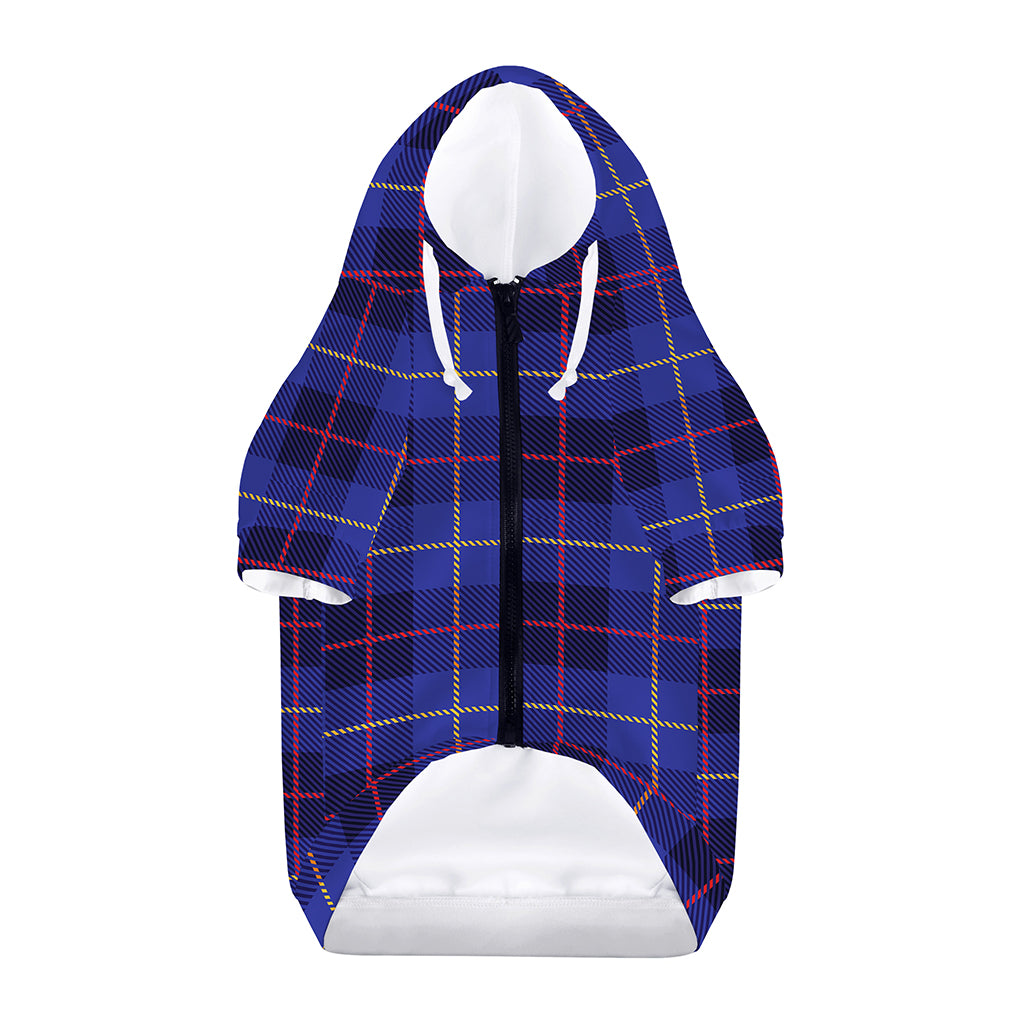 Deep Blue Stewart Tartan Print Dog Zip Up Hoodie