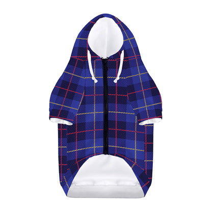Deep Blue Stewart Tartan Print Dog Zip Up Hoodie