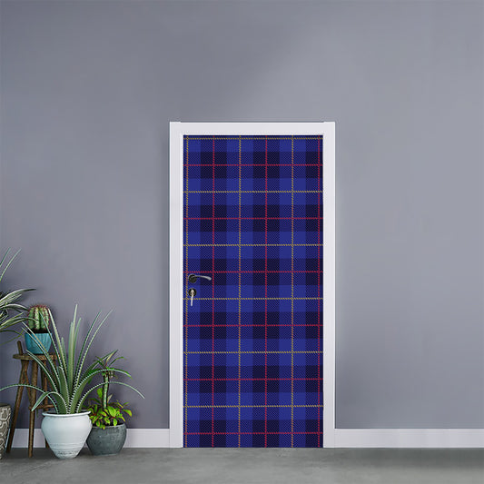 Deep Blue Stewart Tartan Print Door Sticker