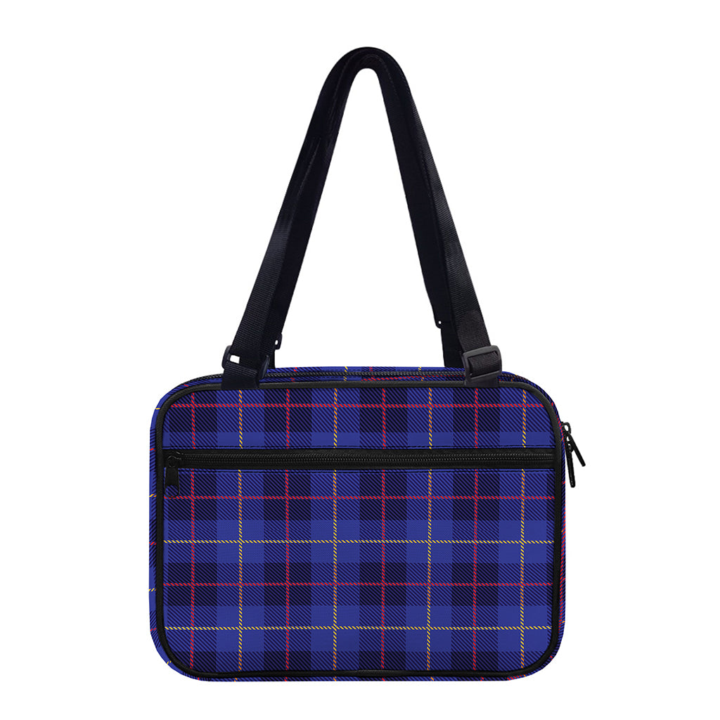 Deep Blue Stewart Tartan Print Double Strap Bible Bag