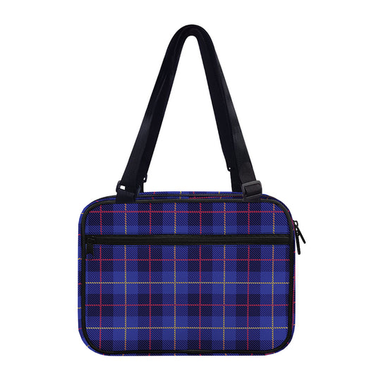 Deep Blue Stewart Tartan Print Double Strap Bible Bag