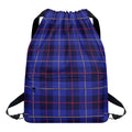 Deep Blue Stewart Tartan Print Drawstring Backpack