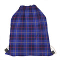 Deep Blue Stewart Tartan Print Drawstring Bag