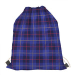 Deep Blue Stewart Tartan Print Drawstring Bag