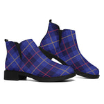 Deep Blue Stewart Tartan Print Flat Ankle Boots