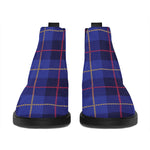 Deep Blue Stewart Tartan Print Flat Ankle Boots