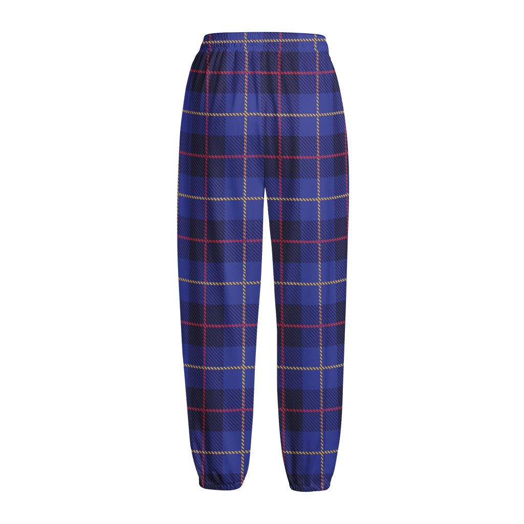 Deep Blue Stewart Tartan Print Fleece Lined Knit Pants