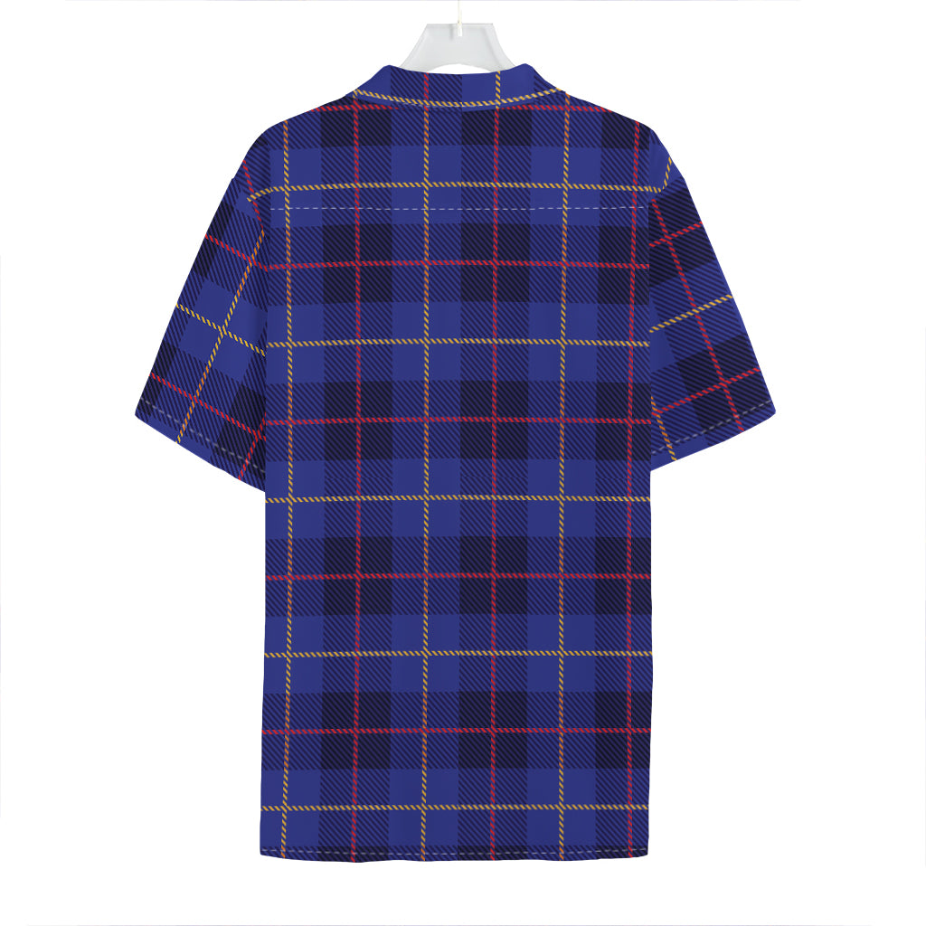 Deep Blue Stewart Tartan Print Hawaiian Shirt