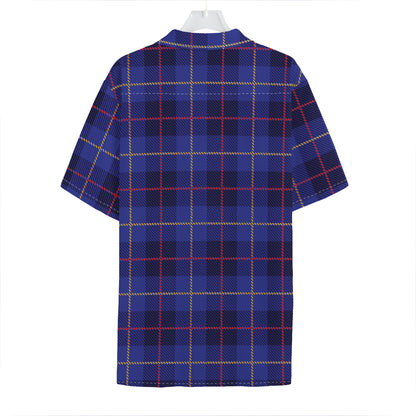Deep Blue Stewart Tartan Print Hawaiian Shirt