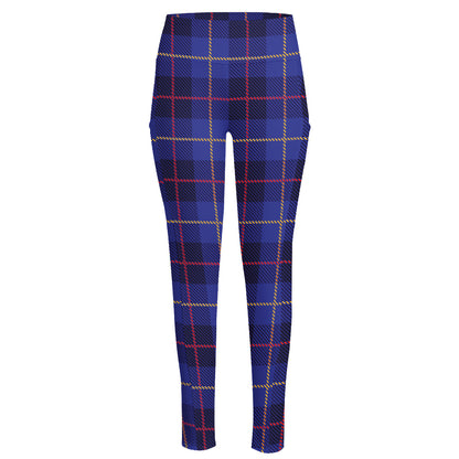 Deep Blue Stewart Tartan Print High-Waisted Pocket Leggings