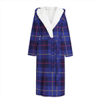Deep Blue Stewart Tartan Print Hooded Bathrobe