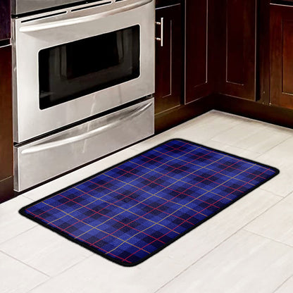 Deep Blue Stewart Tartan Print Kitchen Mat