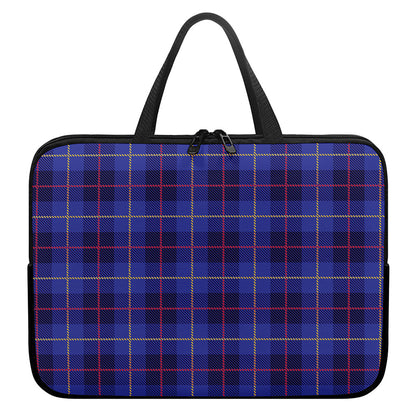 Deep Blue Stewart Tartan Print Laptop Sleeve With Handle