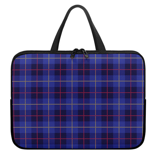 Deep Blue Stewart Tartan Print Laptop Sleeve With Handle