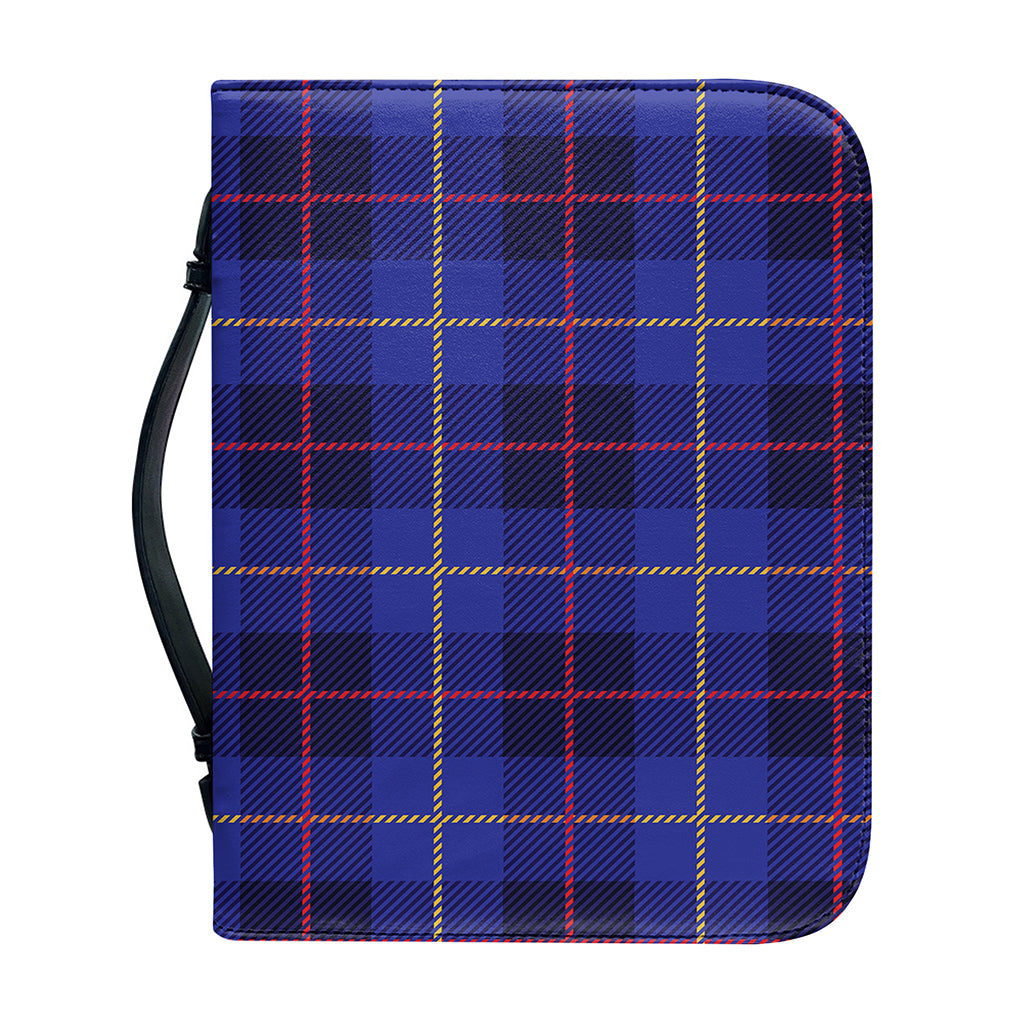 Deep Blue Stewart Tartan Print Leather Bible Cover