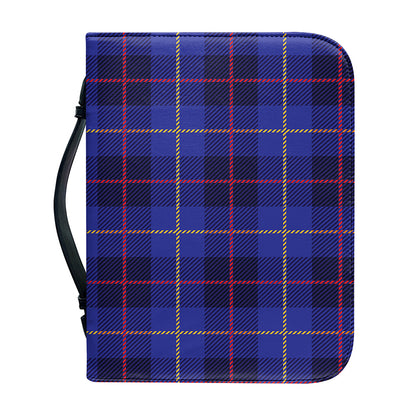 Deep Blue Stewart Tartan Print Leather Bible Cover
