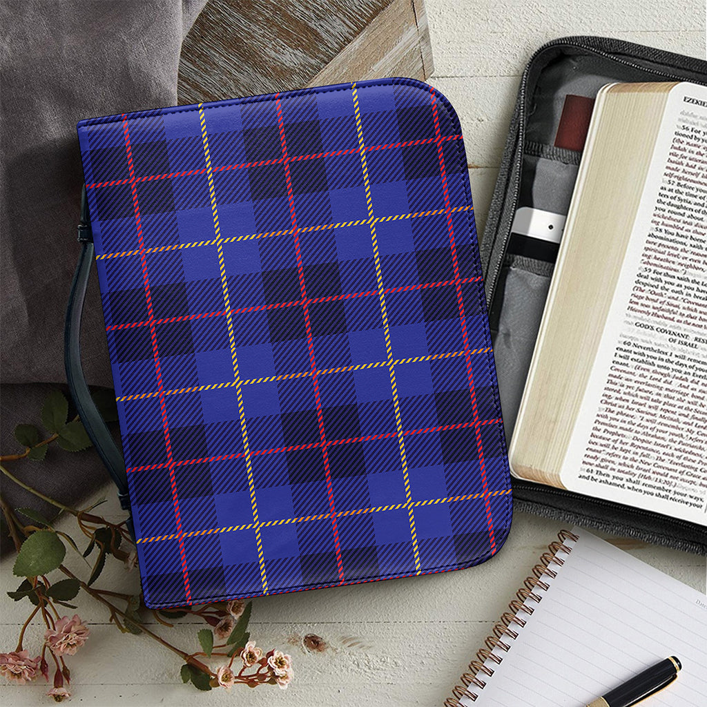 Deep Blue Stewart Tartan Print Leather Bible Cover