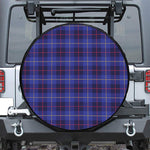 Deep Blue Stewart Tartan Print Leather Spare Tire Cover