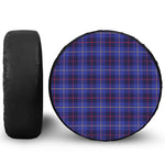 Deep Blue Stewart Tartan Print Leather Spare Tire Cover