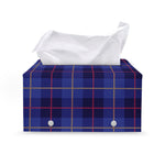 Deep Blue Stewart Tartan Print Leather Tissue Box Cover