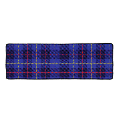 Deep Blue Stewart Tartan Print Long Kitchen Mat
