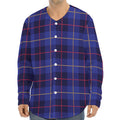 Deep Blue Stewart Tartan Print Long Sleeve Baseball Jersey