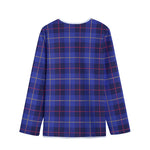 Deep Blue Stewart Tartan Print Long Sleeve Short Coat