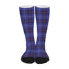 Deep Blue Stewart Tartan Print Long Socks