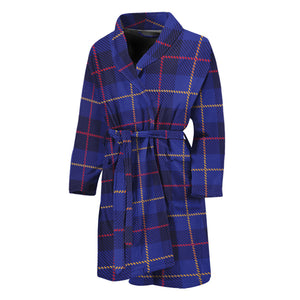 Deep Blue Stewart Tartan Print Men's Bathrobe