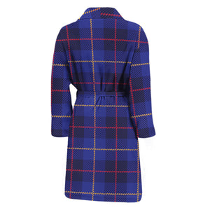 Deep Blue Stewart Tartan Print Men's Bathrobe