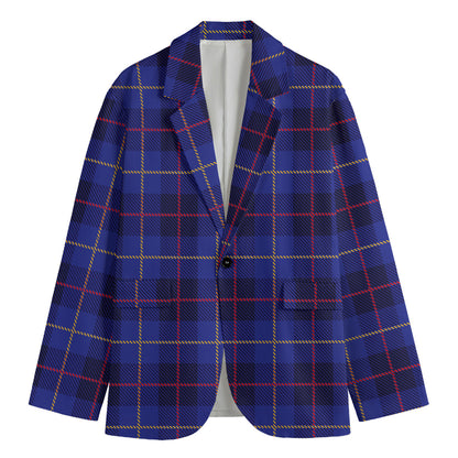 Deep Blue Stewart Tartan Print Men's Blazer