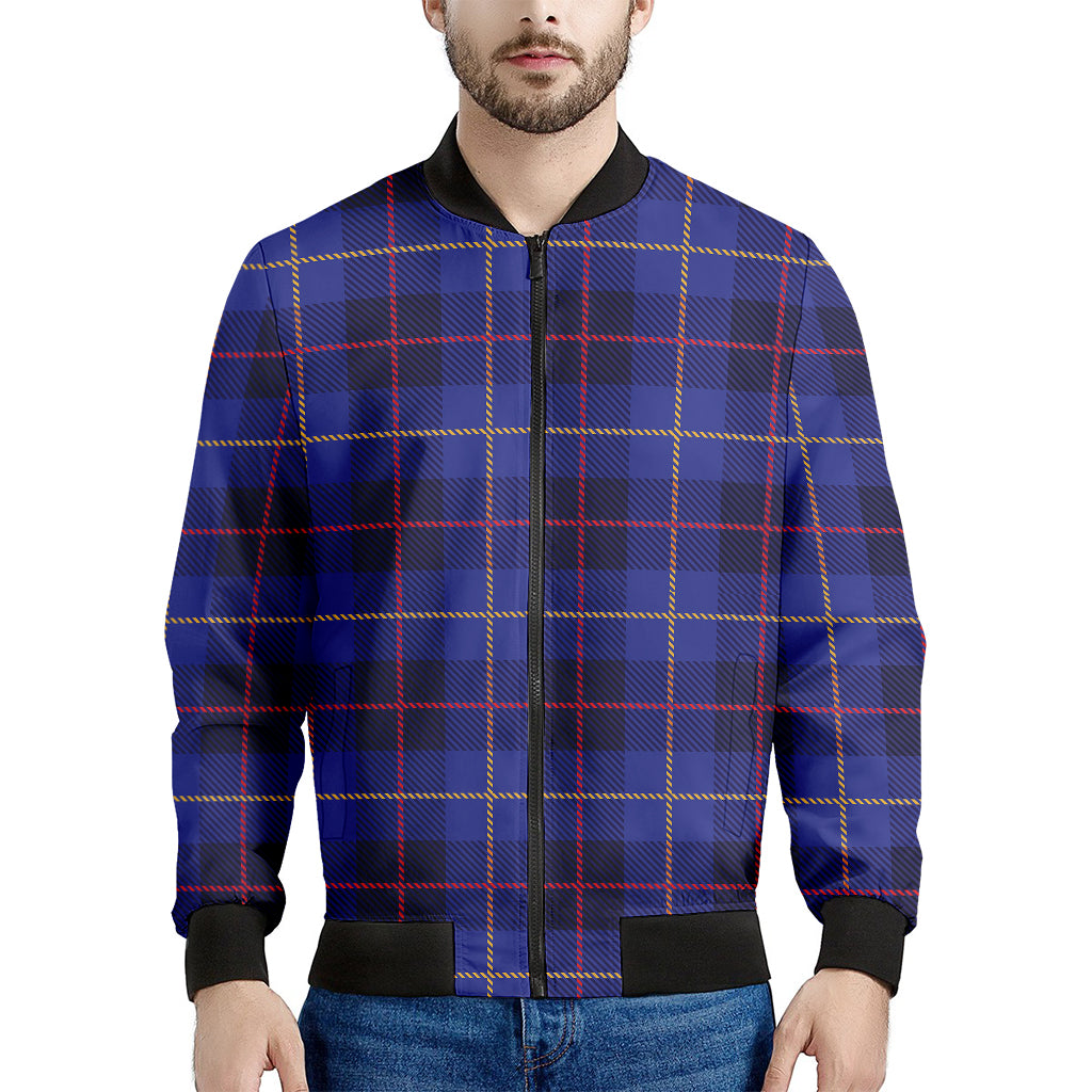 Deep Blue Stewart Tartan Print Men's Bomber Jacket