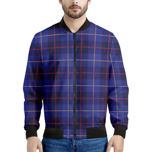 Deep Blue Stewart Tartan Print Men's Bomber Jacket