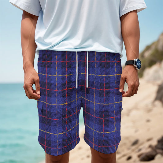 Deep Blue Stewart Tartan Print Men's Cargo Shorts