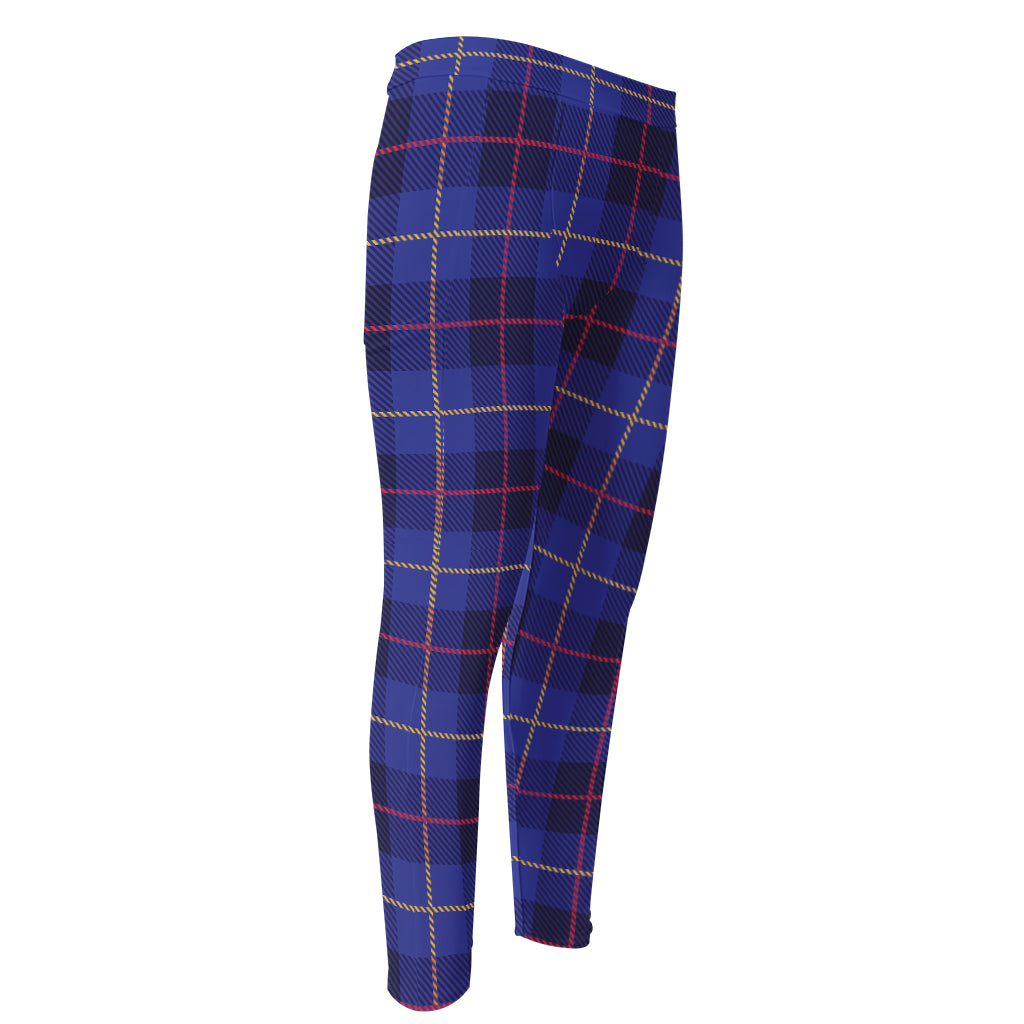 Deep Blue Stewart Tartan Print Men's Compression Pants
