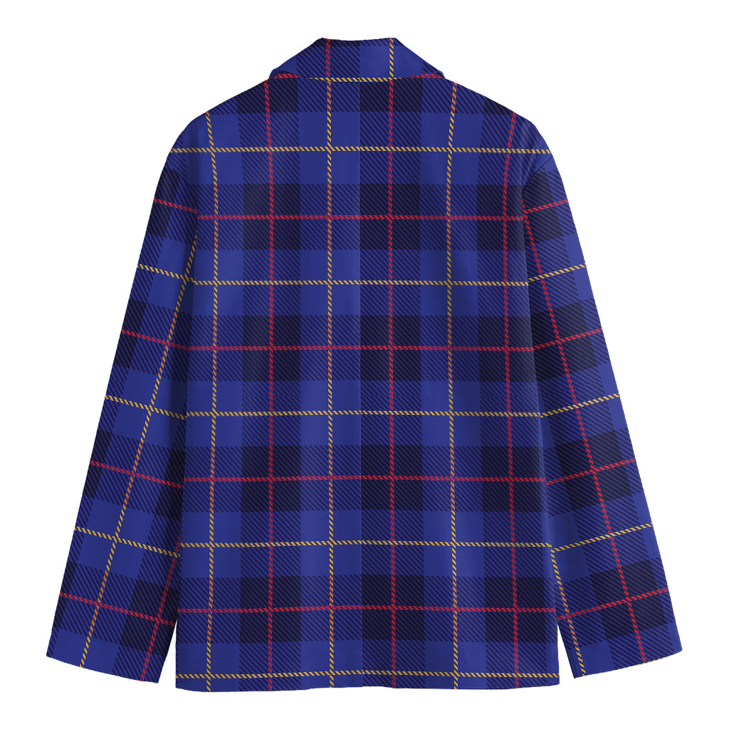 Deep Blue Stewart Tartan Print Men's Cotton Blazer