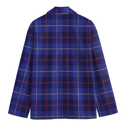 Deep Blue Stewart Tartan Print Men's Cotton Blazer