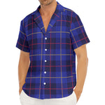 Deep Blue Stewart Tartan Print Men's Deep V-Neck Shirt