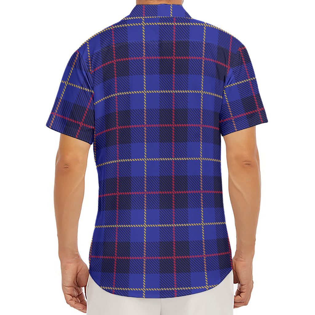 Deep Blue Stewart Tartan Print Men's Deep V-Neck Shirt