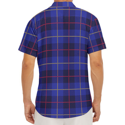 Deep Blue Stewart Tartan Print Men's Deep V-Neck Shirt
