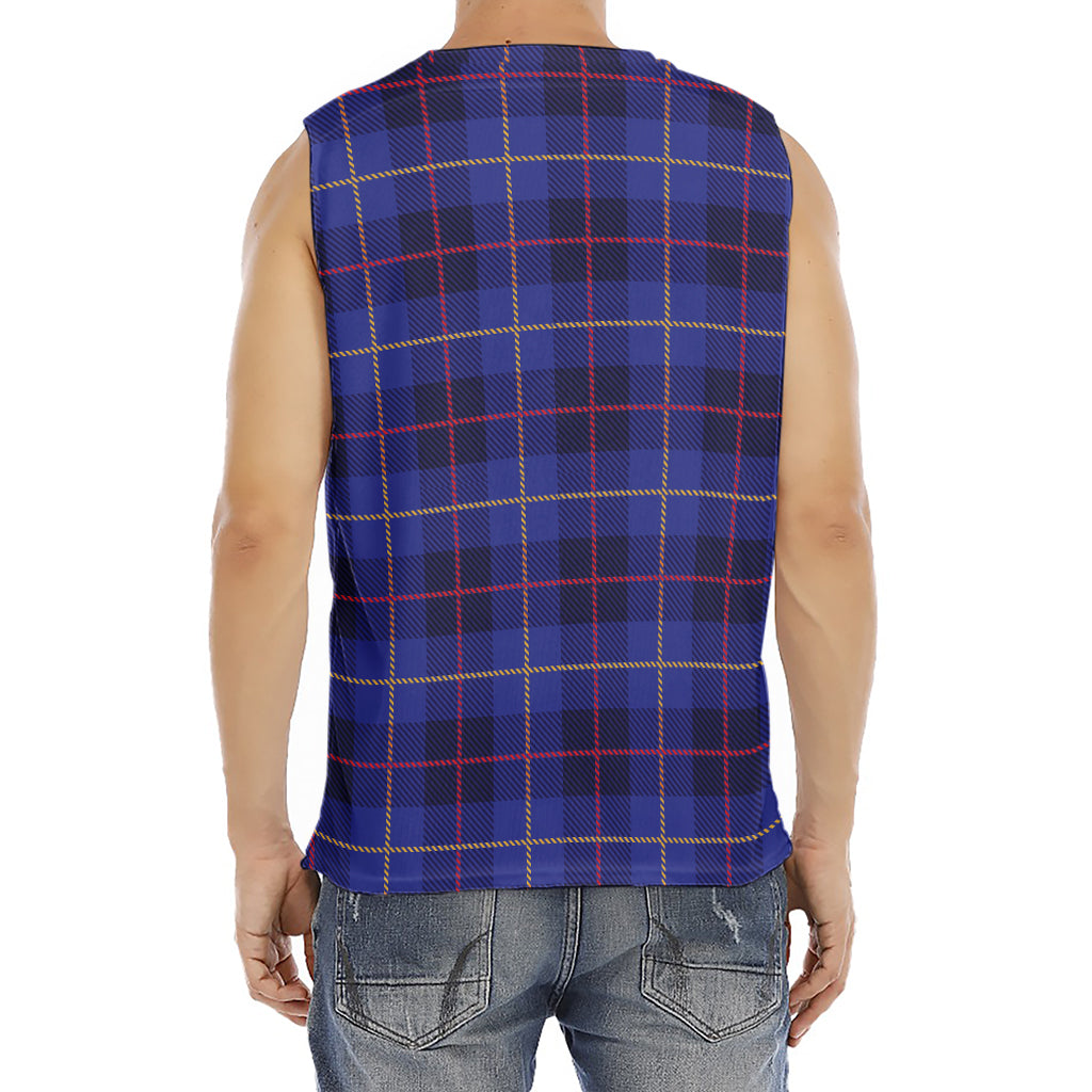 Deep Blue Stewart Tartan Print Men's Fitness Tank Top